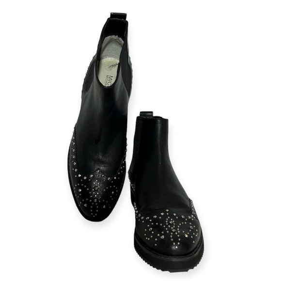 MICHAEL KORS Sofie Studded Leather Chelsea Boots Black Size 8 - Picture 7 of 10